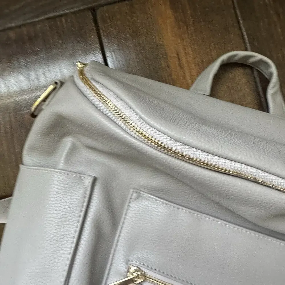 Fawn Design The Original Diaper Bag Vegan Leather Convertible NWOT Gray‎